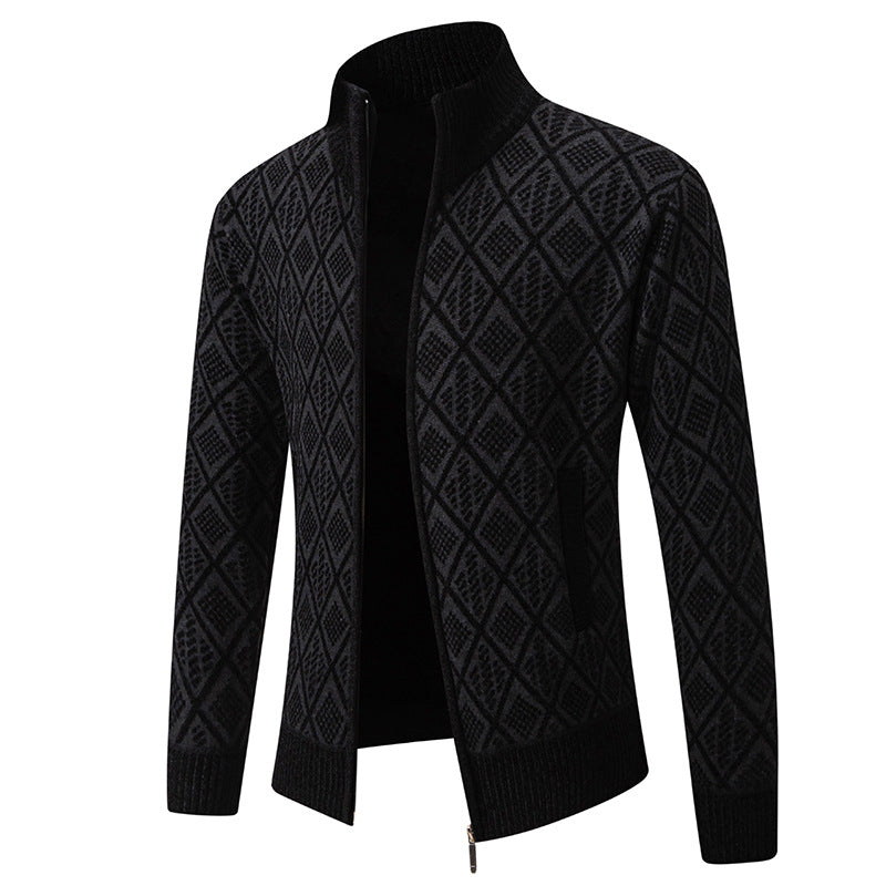 Herren Strickjacke mit strukturiertem Design und hohem Kragen EB