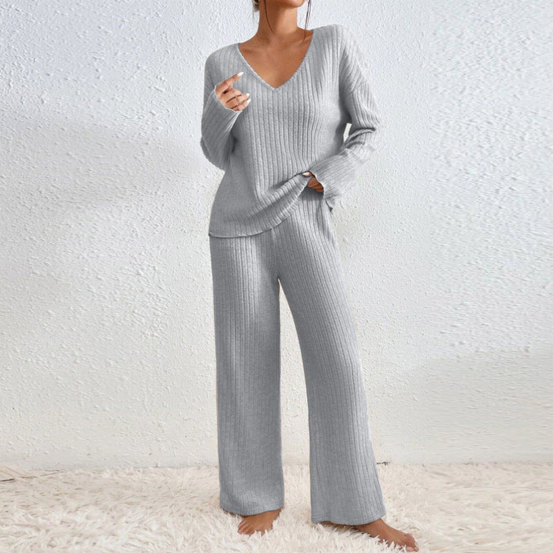 Damen Lässiges Strick-Loungewear-Set EB