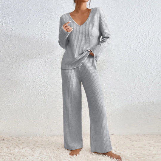 Damen Lässiges Strick-Loungewear-Set EB