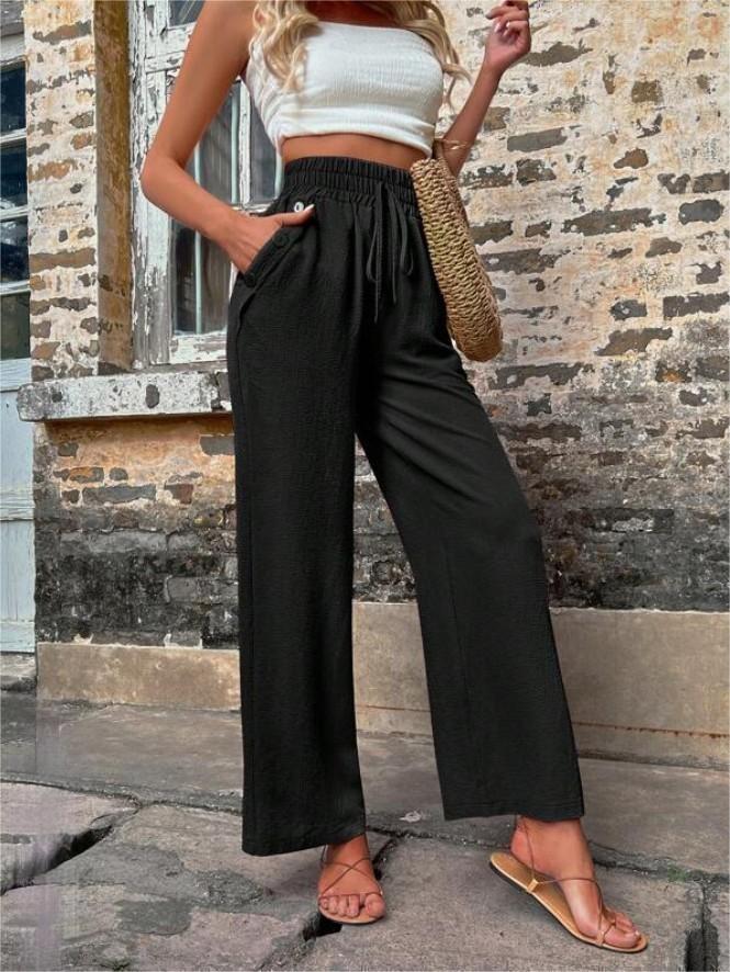 Damen Elegante Freizeit-Hosen mit elastischem Bund und seitlichen Taschen EB