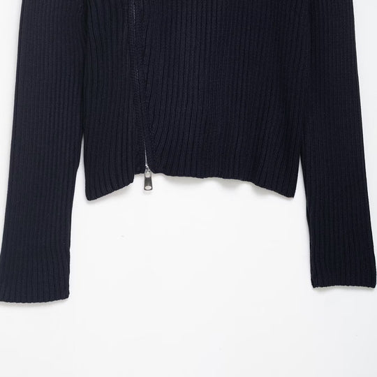 Damen stylischer Strickpullover mit asymmetrischem Kragen und Reißverschluss EB