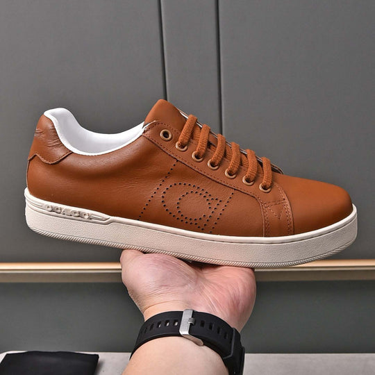 Damen Leder Sneakers mit atmungsaktivem Innenfutter und rutschfester Sohle EB