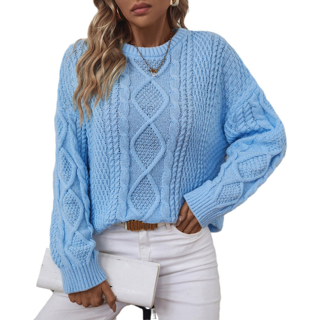 Damen Strickpullover mit strukturiertem Zopfdesign und Rundhalsausschnitt EB