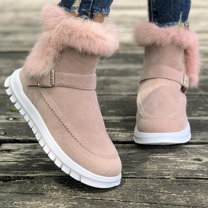 Damen Warmfutter-Stiefel mit modischem Fellbesatz EB