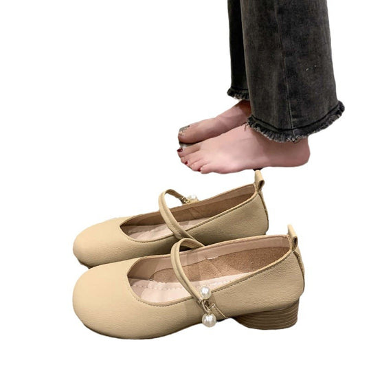 Damen Ballerina mit eleganter Riemchen-Details und Perlenapplikation EB