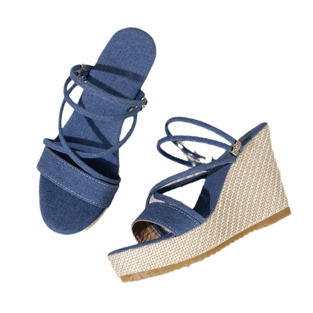 Damen Wedge-Pantoletten mit geflochtenem Absatz EB