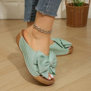 Damen Bequeme Slipper mit großem Schleifendetail EB