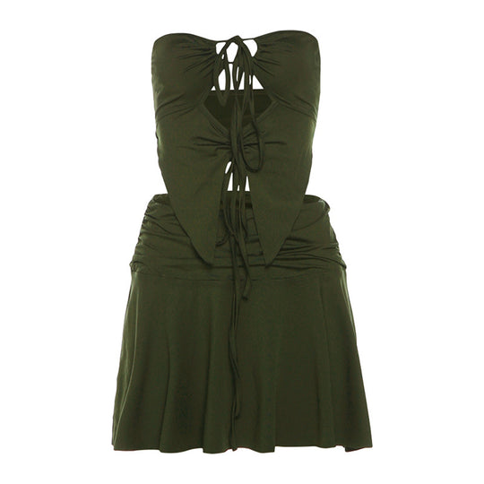 Damen Sommerliches Wickelkleid mit modischen Cut-Outs und gerafftem Design EB