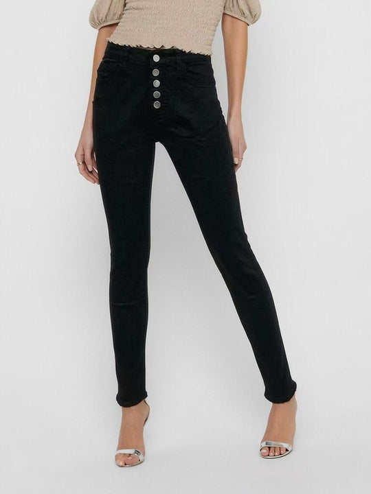 Damen Slim-Fit Jeans mit eleganter Knopfleiste und hohem Bund EB