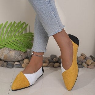 Damen Ballerinas mit spitz zulaufender Sohle und modischem Farbkontrast EB