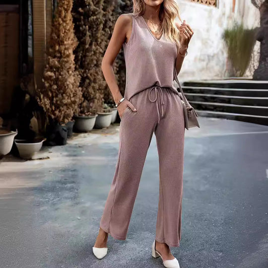 Damen lässiges Ensemble aus Top und weiten Hosen EB