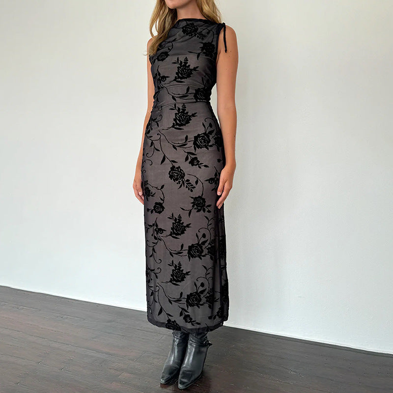 Damen Elegantes Spitzenmaxikleid mit floralem Muster EB