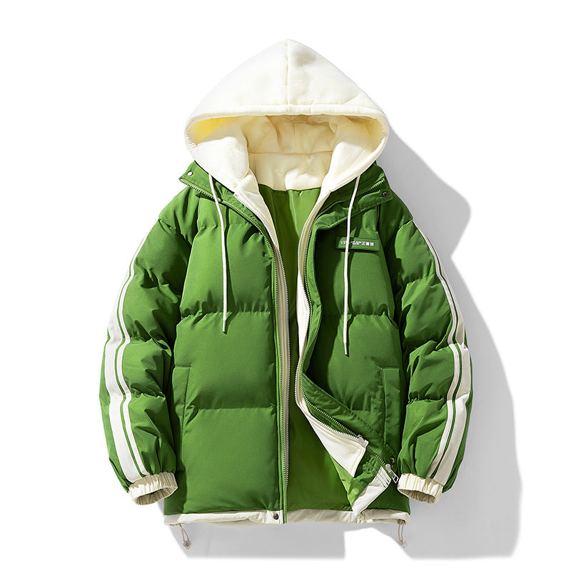 Herren wattierter Parka-Hybrid mit innenliegendem Hoodie, seitlichen Streifen und Zwei-Wege-Reißverschluss EB