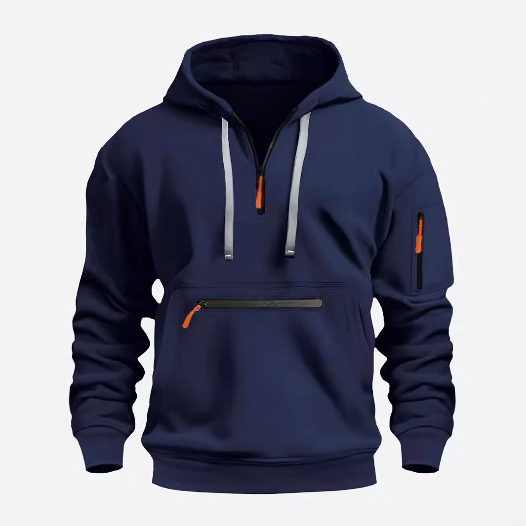 Herren modischer Kapuzenpullover mit praktischen Reißverschluss-Taschen EB