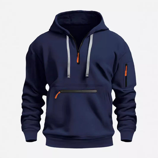 Herren modischer Kapuzenpullover mit praktischen Reißverschluss-Taschen EB
