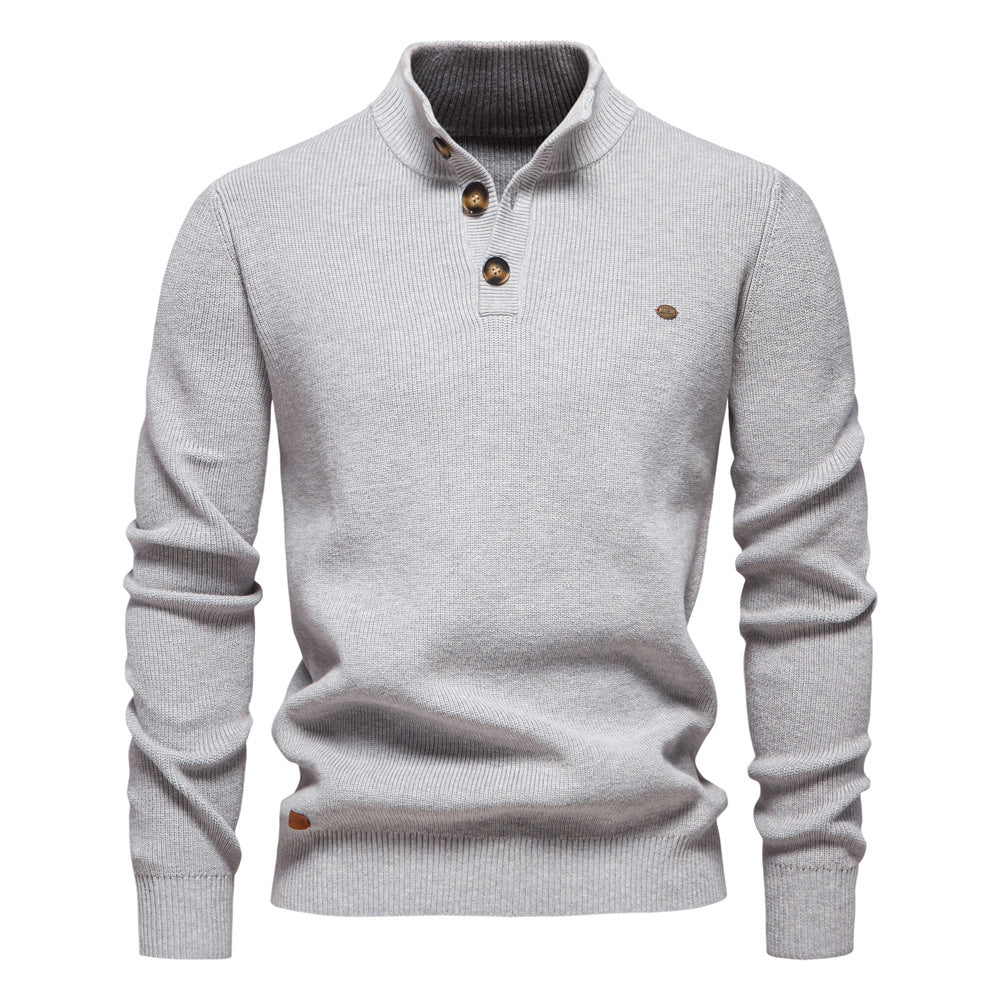 Herren Pullover mit Knopfleiste und strukturiertem Muster EB