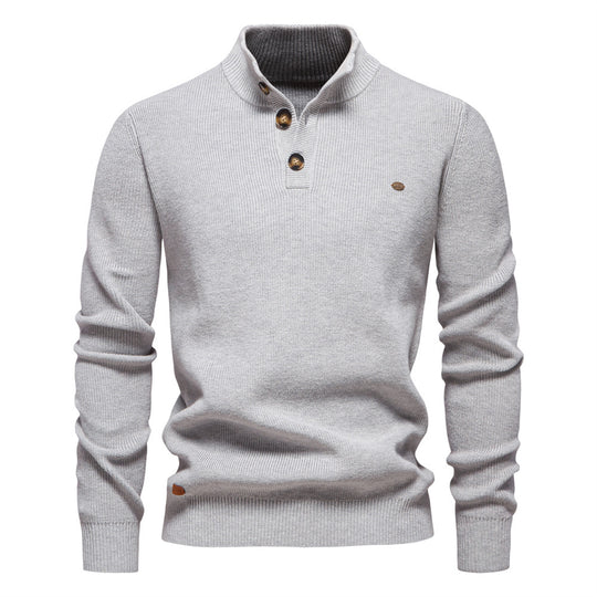 Herren Pullover mit Knopfleiste und strukturiertem Muster EB
