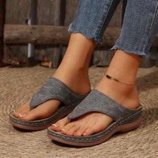 Damen Komfortable Zehentrenner-Sandalen mit anatomischem Fußbett EB