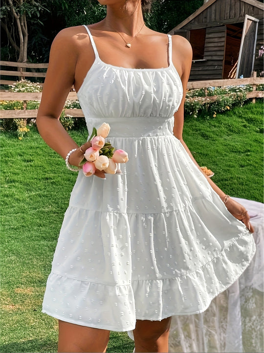 Damen Sommerliches Kleid mit Volantdesign EB