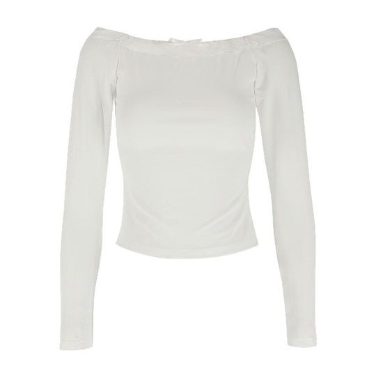 Damen Off-Shoulder Langarmoberteil mit zartem Rüschenbesatz EB