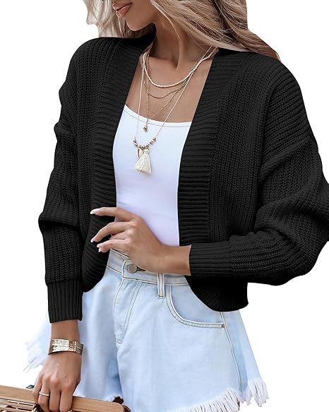 Damen Grobstrickcardigan mit weiten Ärmeln und offener Front EB