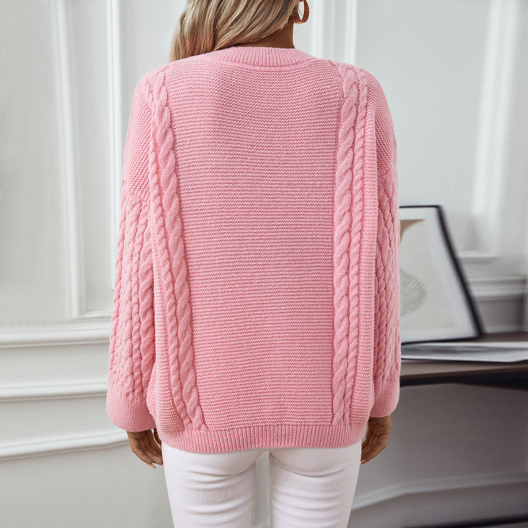 Damen Strickpullover mit strukturiertem Zopfmuster EB