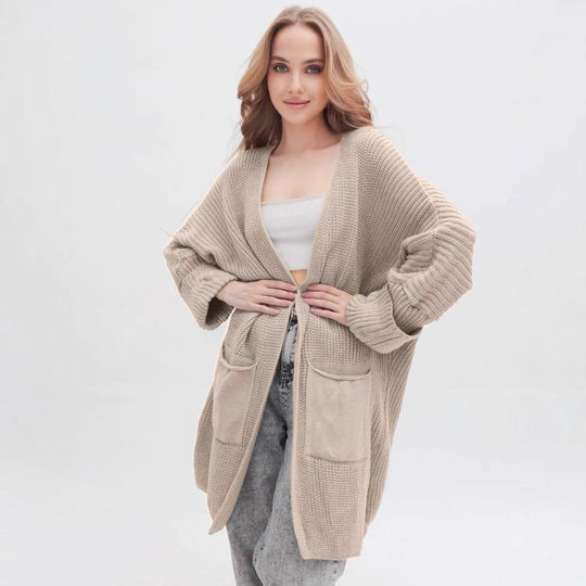 Damen Grobstrickcardigan mit großzügigen Taschen und lässigem Schnitt EB