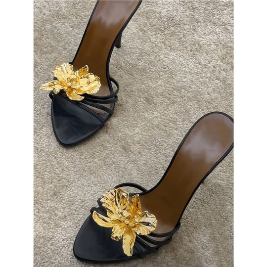 Damen elegante High Heels mit floralem Dekor EB