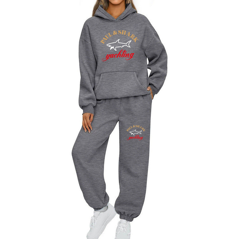 Damen nan oversized Hoodie und Jogginghose Set mit Kapuze Kängurutasche und gerippten Bündchen EB