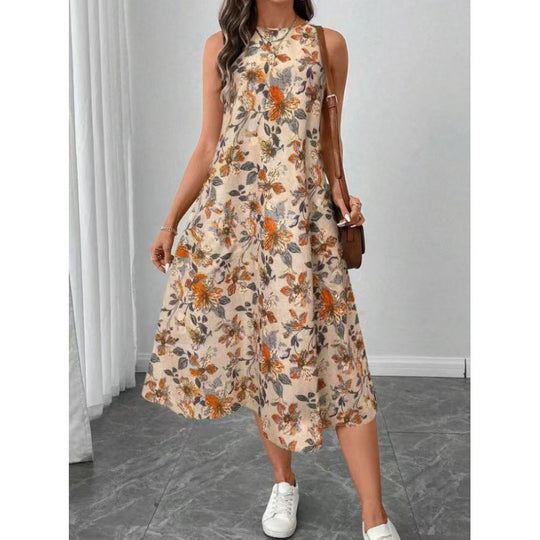 Damen Maxikleid mit floralem Muster und lockerer Passform EB