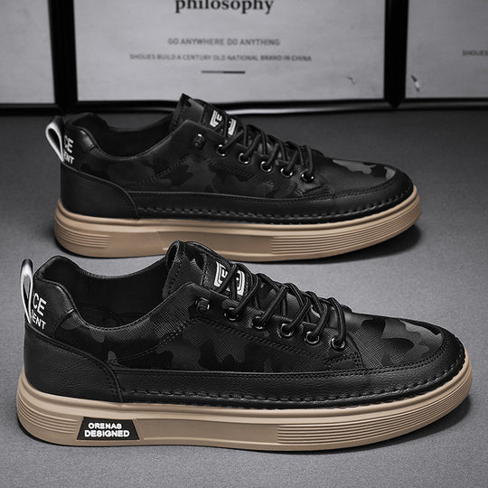 Herren Lederoptik-City-Sneaker mit gepolstertem Fersenkragen und langlebiger Plateau-Gummisohle EB
