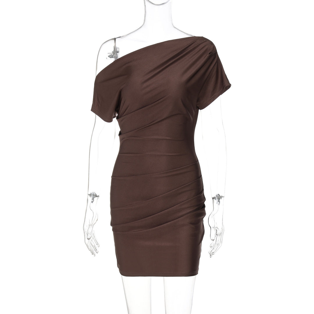 Damen körperbetontes Wickelkleid mit asymmetrischem Ausschnitt EB