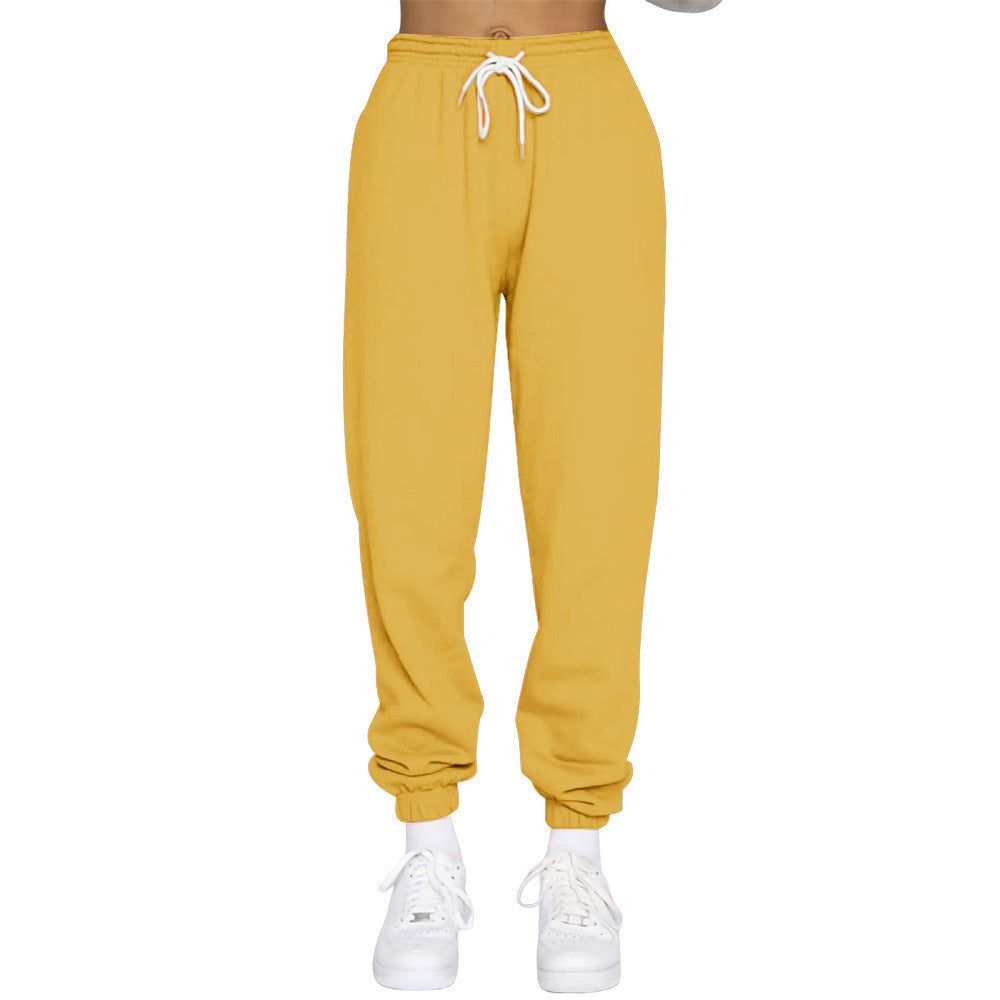 Damen nan High‑Waist Relax-Jogginghose mit elastischem Komfortbund, Kordelzug und gerippten Knöchelbündchen EB