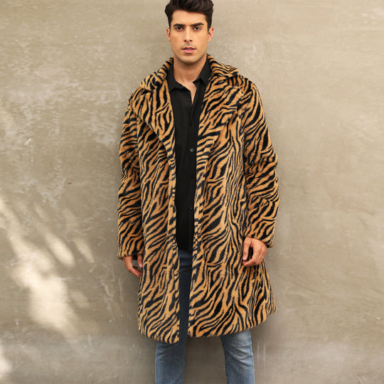 Herren Modischer und bequemer Zebra-Fellmantel EB