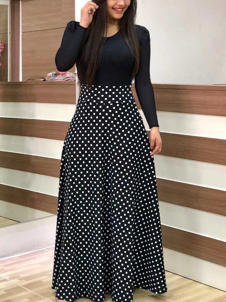 Damen Elegantes Maxikleid mit grafischem Druck und flexiblem Bund EB