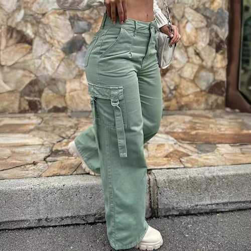 Damen Cargo-Hose mit weitem Bein und praktischen Taschen EB