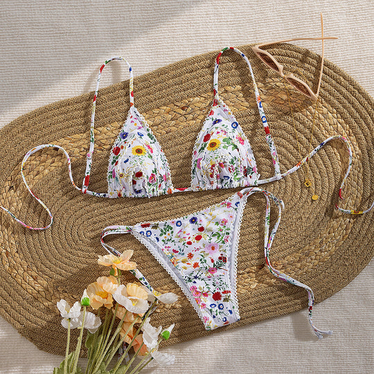 Damen Triangel-Bikini mit verspielten Bindebändern EB
