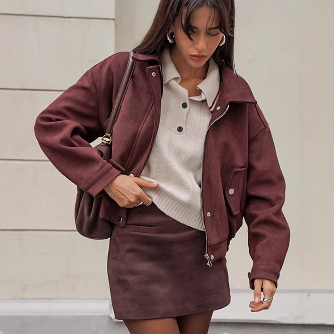 Damen Kunstlederjacke mit modernem Schnitt und praktischen Taschen EB
