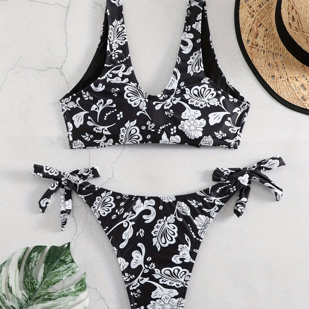 Damen Triangel-Bikini mit verspieltem Knoten-Detail EB