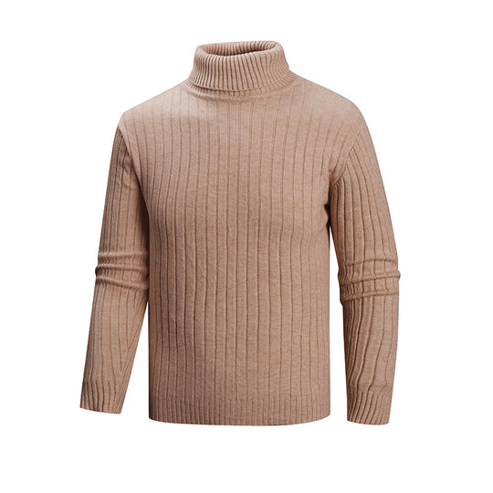 Herren eleganter Pullover mit hohem Kragen und feiner Rippenstruktur EB
