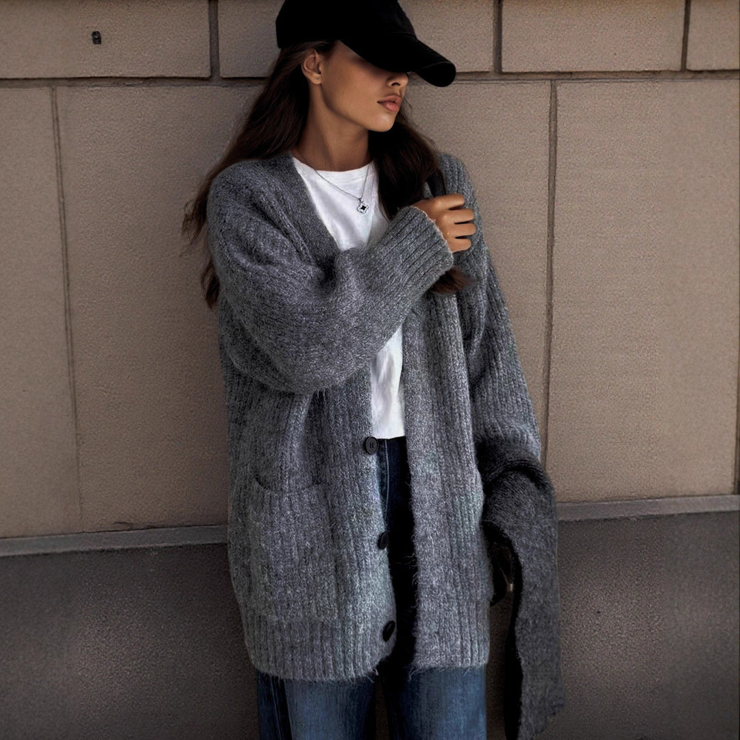 Damen Grobstrick-Cardigan mit einzigartigen Strukturmustern und praktischen Taschen EB