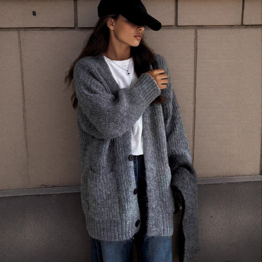 Damen Grobstrick-Cardigan mit einzigartigen Strukturmustern und praktischen Taschen EB