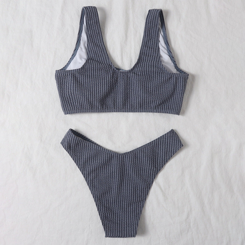 Damen Hochtaillierter Bikini mit strukturiertem Stoff und komfortablem Schnitt EB