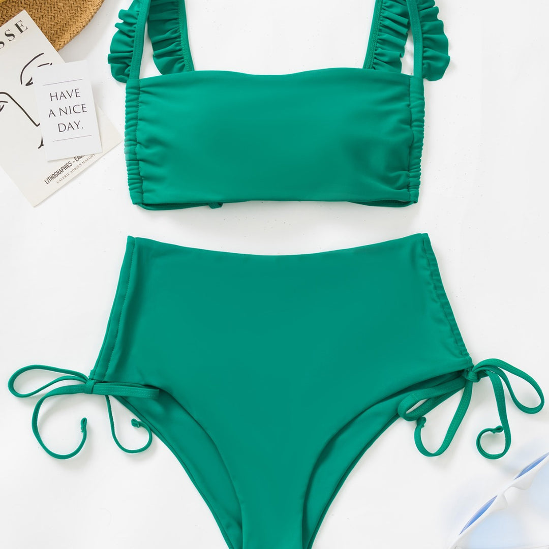 Damen Bandeau-Bikini mit verspielten Rüschen EB
