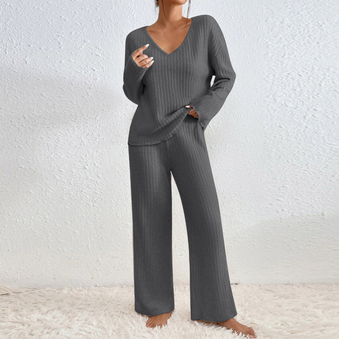 Damen Lässiges Strick-Loungewear-Set EB
