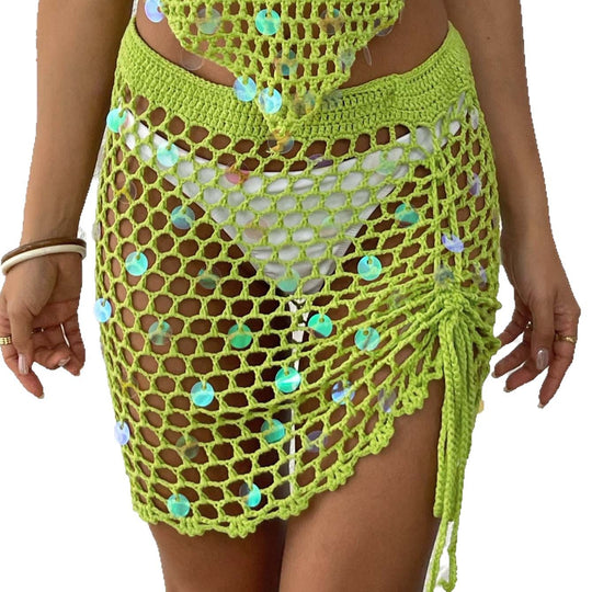 Damen Häkel-Strandsarong mit dekorativen Pailletten EB