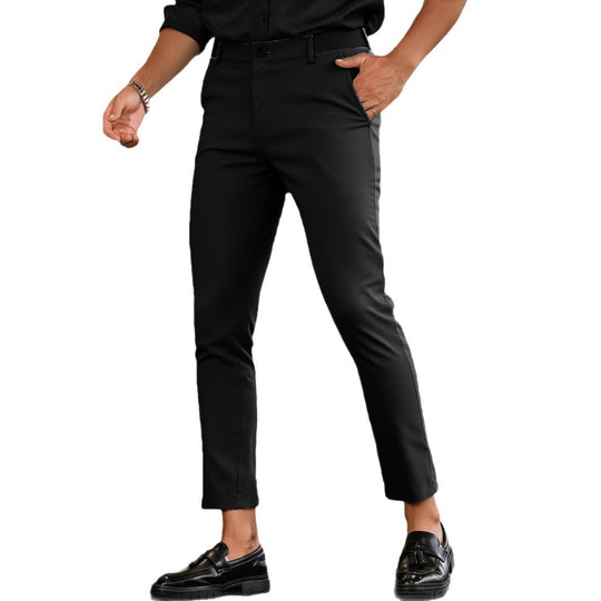 Herren elegante Slim-Fit Freizeithose mit elastischem Bund und klassischen Details EB