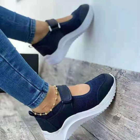 Damen Komfortable Sneakers mit verstellbarem Klettverschluss und atmungsaktivem Obermaterial EB
