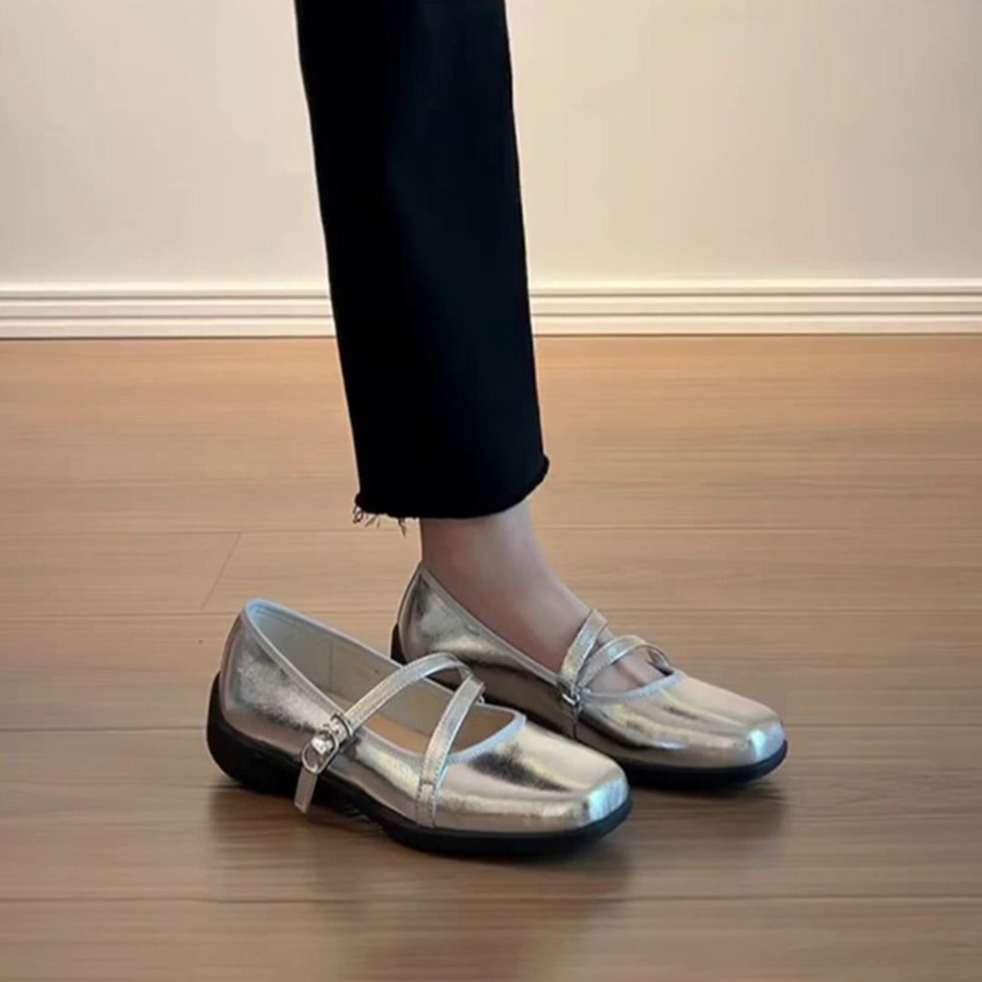 Damen Ballerinas mit verstellbarem Riemchen und gepolsterter Innensohle EB