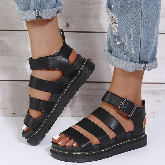 Damen Komfortable Sportliche Sandalen mit Verstellbarem Riemen und Robustem Profil EB